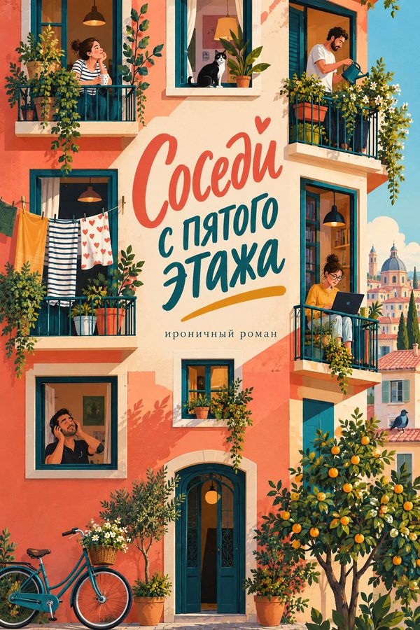 Обложка «Соседи с пятого этажа», создана в AI Studio